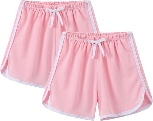 2 Pack Toddler Girls Cotton Athletic Shorts 𝐃olphin Active Gym Workout Beach Shorts Jogger Pants Kids Summer Clothes in Saudi Arabia