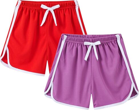 2 Pack Toddler Girls Cotton Athletic Shorts 𝐃olphin Active Gym Workout Beach Shorts Jogger Pants Kids Summer Clothes in Saudi Arabia