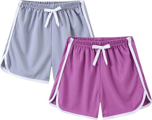 2 Pack Toddler Girls Cotton Athletic Shorts 𝐃olphin Active Gym Workout Beach Shorts Jogger Pants Kids Summer Clothes in Saudi Arabia