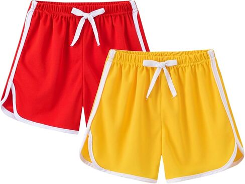 2 Pack Toddler Girls Cotton Athletic Shorts 𝐃olphin Active Gym Workout Beach Shorts Jogger Pants Kids Summer Clothes in Saudi Arabia