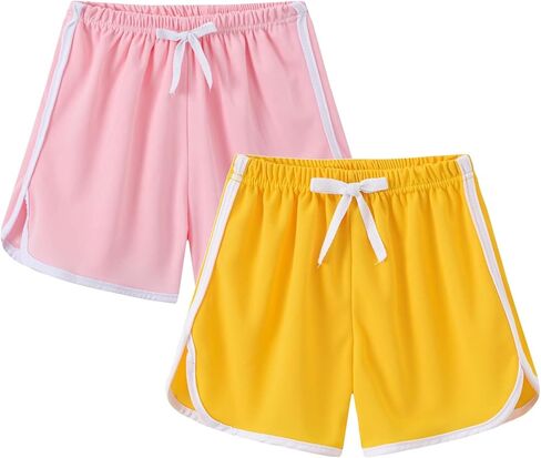 2 Pack Toddler Girls Cotton Athletic Shorts 𝐃olphin Active Gym Workout Beach Shorts Jogger Pants Kids Summer Clothes in Saudi Arabia