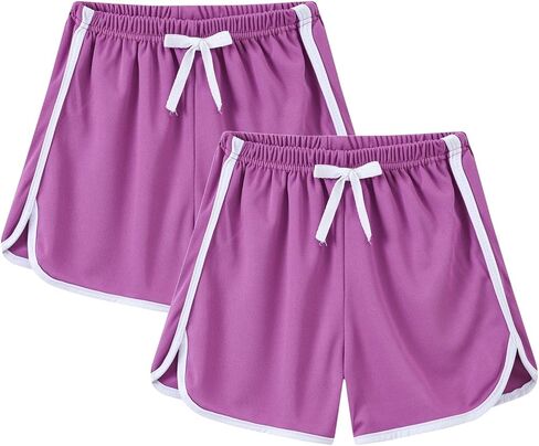 2 Pack Toddler Girls Cotton Athletic Shorts 𝐃olphin Active Gym Workout Beach Shorts Jogger Pants Kids Summer Clothes in Saudi Arabia