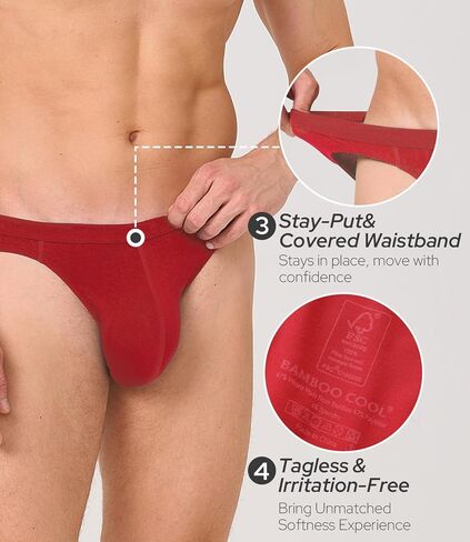 Bamboo Cool Men Men's Bikini Intearni Intear Breatable Mens Bikini Briefs Tagless Mens Sexy Stey Indwear with Contour Pouch 5 Pack in Saudi Arabia