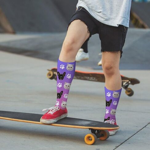 Custom Face Socks with Photo Novelty Crew Socks, Personalized Red Hearts Unisex Crew Sock Gifts for Men Women Made in USA in Saudi Arabia