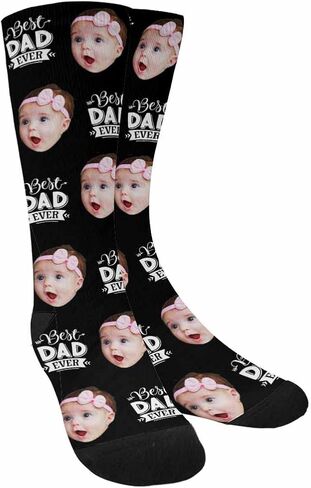 Custom Personalized Photo Pet Face Socks, Cat and Dog Tracks Paws Bones Crew Socks with Picture for Men Women in Saudi Arabia