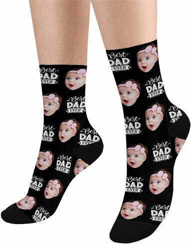 Custom Personalized Photo Pet Face Socks, Cat and Dog Tracks Paws Bones Crew Socks with Picture for Men Women in Saudi Arabia