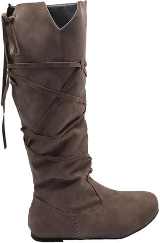 Women‘s Renaissance Boots Medieval Cosplay Halloween Vintage Stage Pirate Viking Tied Boots Shoes in Saudi Arabia