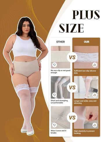 Artfasure Womens Plus Size Gockits: Lace Stay Up Pantyhose Anti-Slip Lingerie Gockits for Curvy Female Gifts in Kuwait