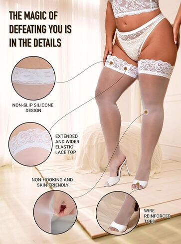 Artfasure Womens Plus Size Gockits: Lace Stay Up Pantyhose Anti-Slip Lingerie Gockits for Curvy Female Gifts in Kuwait