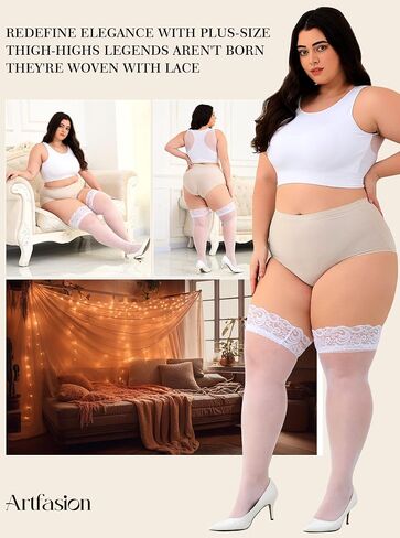 Artfasure Womens Plus Size Gockits: Lace Stay Up Pantyhose Anti-Slip Lingerie Gockits for Curvy Female Gifts in Kuwait