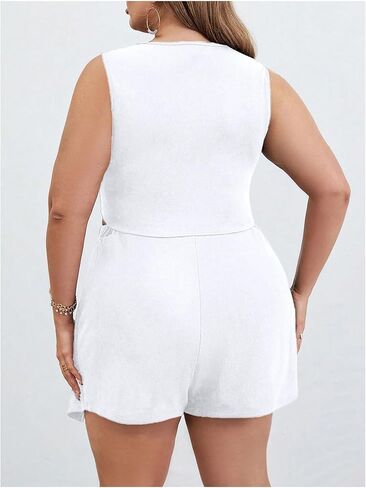 Plus Size Skort Skirt Short Sets Women 2 Piece Outfits Summer Sleeveless Tank Top and Slit Skort Sets in Kuwait