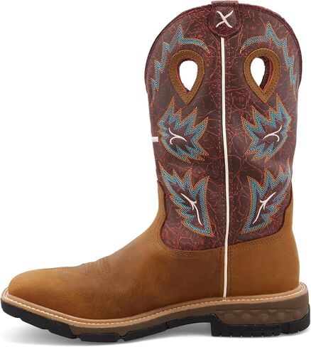 Twisted X Men's 12" Western Work Boot - Safety Alloy Toe Pull-on Boots for MenTan & Burgundy, 10.5 EE in Saudi Arabia