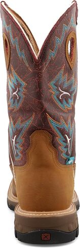 Twisted X Men's 12" Western Work Boot - Safety Alloy Toe Pull-on Boots for MenTan & Burgundy, 10.5 EE in Saudi Arabia