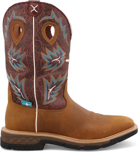 Twisted X Men's 12" Western Work Boot - Safety Alloy Toe Pull-on Boots for MenTan & Burgundy, 10.5 EE in Saudi Arabia