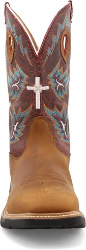 Twisted X Men's 12" Western Work Boot - Safety Alloy Toe Pull-on Boots for MenTan & Burgundy, 10.5 EE in Saudi Arabia