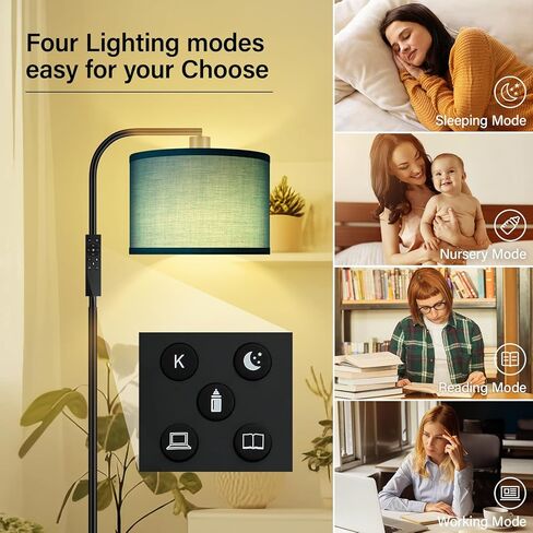 Dimmable Floor Lamp for Living Room,Arc Sofa Lamps with Remote,Stepless Dimmable & Colors Temperature,2700k-6500k,67 In,Flexible Head,Tall Modern Standing Lamp for Bedroom Study Room Office,Blue in Kuwait