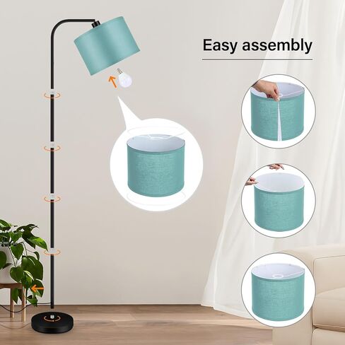 Dimmable Floor Lamp for Living Room,Arc Sofa Lamps with Remote,Stepless Dimmable & Colors Temperature,2700k-6500k,67 In,Flexible Head,Tall Modern Standing Lamp for Bedroom Study Room Office,Blue in Kuwait