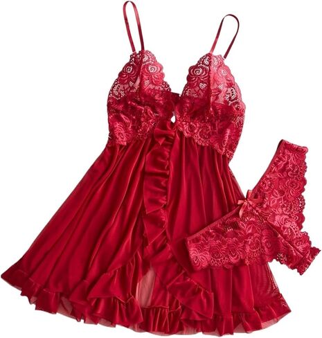 Sexy Lingerie Underwear Sets Cute Lace Babydoll Sleepwear Boudoir Outfits Dress Women Sleepwear in Saudi Arabia
