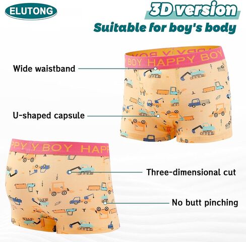 ELUTONG Kids Underwear Boys 2-12T Toddler Boy Clothes Soft Dinosaur Cartoon Briefs 4 Pack in Saudi Arabia