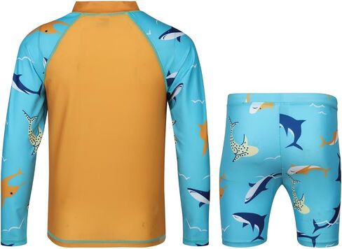 Boys Swimming Costume Two Piece Top Trunks Shorts Set Rash Guard Beach Bathing Quick Dry Swimwear 2-14 Years in Kuwait