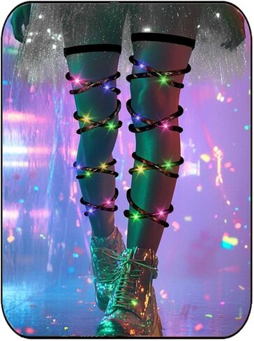 Rave Leg Wraps Elastic Light Up Straps Plus Size Neon Garter EDC Outfit Concert Coachella Accessories for Women in Kuwait
