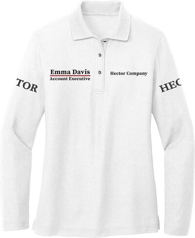 Custom Embroidered Long Sleeve Polo Shirt for Women Personalized Embroidery Text Name in Kuwait