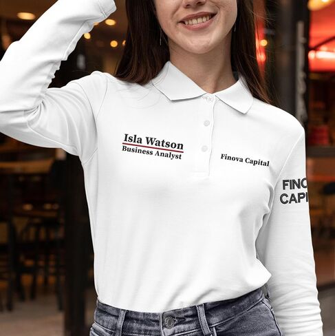 Custom Embroidered Long Sleeve Polo Shirt for Women Personalized Embroidery Text Name in Kuwait