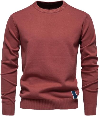 Men's V-Neck Solid Color Long Sleeved Warm Sweater Casual Loose and Simple Pullover Sweater in Saudi Arabia
