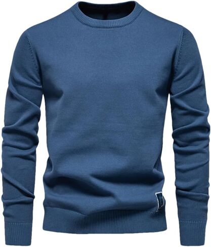 Men's V-Neck Solid Color Long Sleeved Warm Sweater Casual Loose and Simple Pullover Sweater in Saudi Arabia
