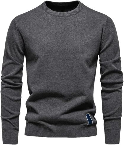 Men's V-Neck Solid Color Long Sleeved Warm Sweater Casual Loose and Simple Pullover Sweater in Saudi Arabia