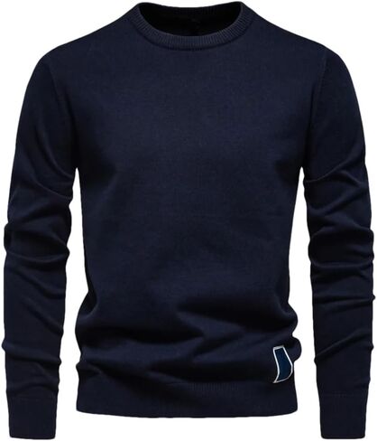 Men's V-Neck Solid Color Long Sleeved Warm Sweater Casual Loose and Simple Pullover Sweater in Saudi Arabia