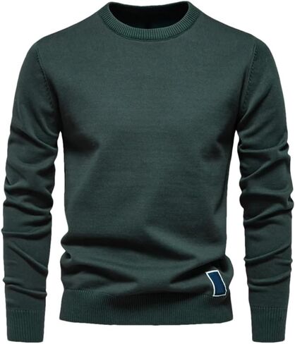 Men's V-Neck Solid Color Long Sleeved Warm Sweater Casual Loose and Simple Pullover Sweater in Saudi Arabia