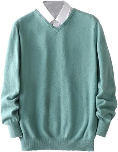 Men's V-Neck Solid Color Casual Pullover Sweater Solid Color Slim Fit Simple Business Sweater in Saudi Arabia
