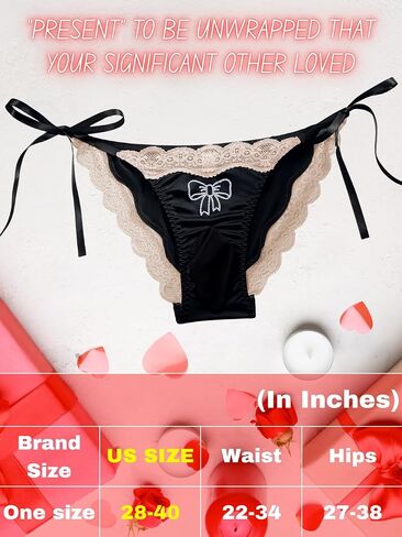 Mens Sexy Sissy Panties, Rhinestone Bow Ice Silk&Satin&Lace, Low Rise Tie Side Cheeky Girly Lingerie Underwear in Saudi Arabia