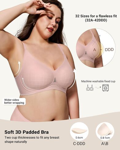 Comfortable Wireless Everyday Bras for Women Seamless Full Coverage T-Shirt Bra Breathable Support Brassiere in Saudi Arabia