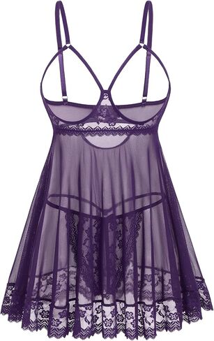 Avidlove Sexy Lace Babydoll Dress Lingerie for Women Sheer Mesh Chemise Sleepwear Exotic Boudoir Outfits in Saudi Arabia