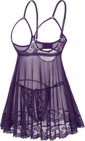 Avidlove Sexy Lace Babydoll Dress Lingerie for Women Sheer Mesh Chemise Sleepwear Exotic Boudoir Outfits in Saudi Arabia
