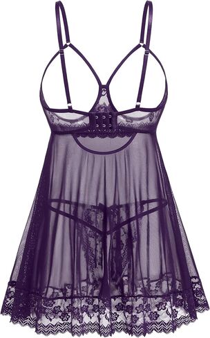 Avidlove Sexy Lace Babydoll Dress Lingerie for Women Sheer Mesh Chemise Sleepwear Exotic Boudoir Outfits in Saudi Arabia