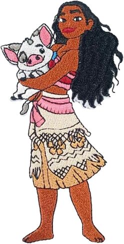 Hawaiian Cartoon Princess with Pua 4.75" Tall Embroidered Iron on Patch in Saudi Arabia
