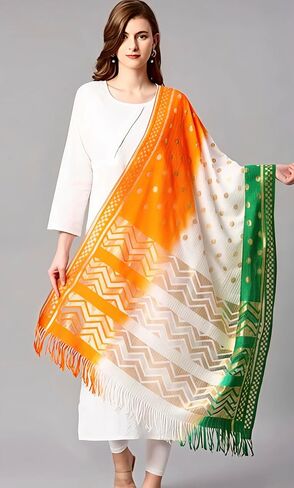 العلم الهندي دوباتا | Tiranga-Tri Color DuPattas | الطول:- 2.25 متر والعرض:- 36 بوصة in Saudi Arabia