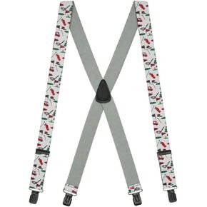 Novelty Golf Design Suspenders - 1.5-Inch Wide Elastic - X-Back - Gator Clip - 3 Sizes