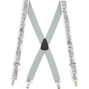 Novelty Beethoven's 5th Suspenders - 1.5-Inch Wide Elastic - X-Back - Clip - 3 Sizes