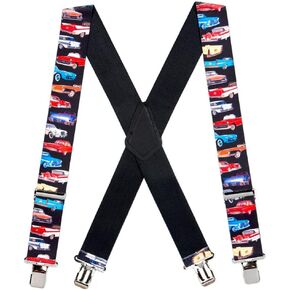 Novelty Class of 57 Suspenders - 2-Inch Wide Elastic - X-Back - Clip - 4 Sizes Including Big & Tall!