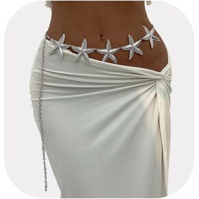 Gold Big Starfish Waist Chain Belt Bikini Body Chains Jewelry Summer Beach Boho Silver Starfish Waist Belly Chain Adjustable Metal Link Belly Belt for Women in Saudi Arabia