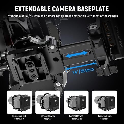 NEEWER Foldable V Mount Battery Plate with Arca Type Baseplate for PD Quick Release Plate DJI RS3 Pro Gimbal & Tripod, Easy DSLR Camera Video Rig Compatible with SmallRig V Lock Battery & Cage, PS013 in Saudi Arabia