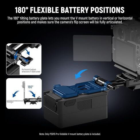 NEEWER Foldable V Mount Battery Plate with Arca Type Baseplate for PD Quick Release Plate DJI RS3 Pro Gimbal & Tripod, Easy DSLR Camera Video Rig Compatible with SmallRig V Lock Battery & Cage, PS013 in Saudi Arabia