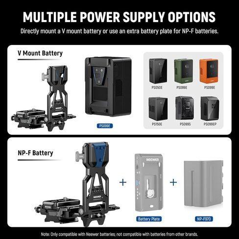 NEEWER Foldable V Mount Battery Plate with Arca Type Baseplate for PD Quick Release Plate DJI RS3 Pro Gimbal & Tripod, Easy DSLR Camera Video Rig Compatible with SmallRig V Lock Battery & Cage, PS013 in Saudi Arabia