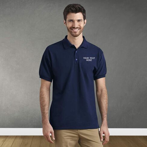Polo Shirts for Men Custom Personalized Text Cotton Short Sleeves Golf Tees in Saudi Arabia