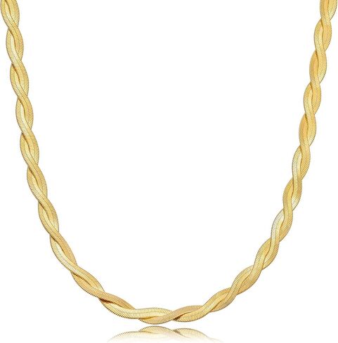 CHESKY 14K Gold/Silver Plated Snake Chain Necklace Herringbone Necklace Gold Choker Necklaces for Women Gifts Jewelry 1.5/3/5MM(W) 14"/16"(L) in Saudi Arabia