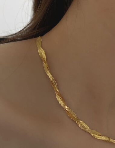 CHESKY 14K Gold/Silver Plated Snake Chain Necklace Herringbone Necklace Gold Choker Necklaces for Women Gifts Jewelry 1.5/3/5MM(W) 14"/16"(L) in Saudi Arabia